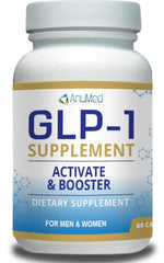 AnuMed GLP-1 bottle front with vegan capsules for daily metabolic support