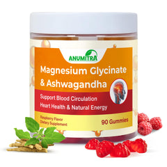 ANUMITRA bottle with raspberry gummies for calm and sleep support.