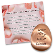Anwlki worry stone with One Day at a Time engraving for grounding