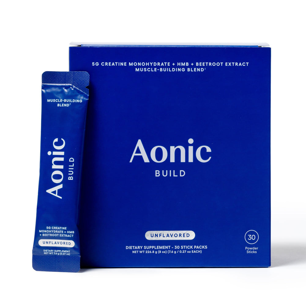 AONIC Build creatine monohydrate sticks support training sessions and recovery.