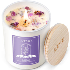 AOOVOO Lavender Scented Candle box showcases premium gift-ready packaging.