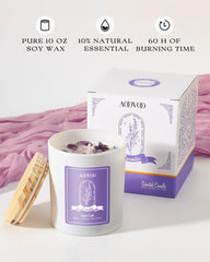 AOOVOO Lavender soy candle close-up highlights rich color and clean burn.