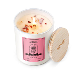 AOOVOO Rose Candle with Crystals Inside promotes meditation and a calming atmosphere.