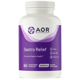 AOR Gastro Relief bottle front highlighting the vegan formula for digestive support