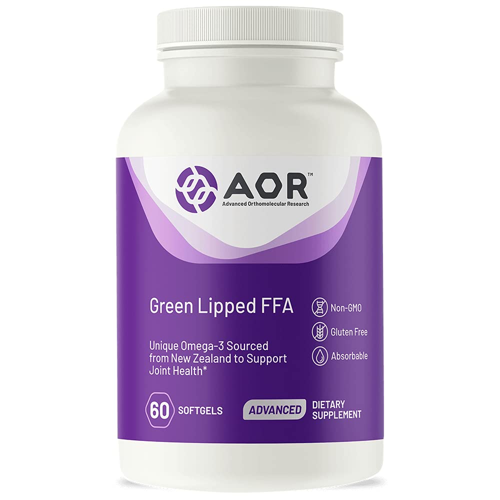 AOR Green Lipped FFA bottle with label highlighting joint support benefits.