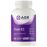 AOR Peak K2 bottle front with vegan formulation for bone support