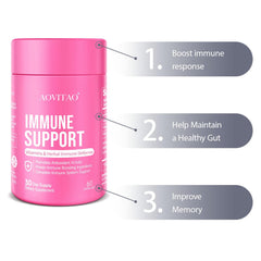 AOVITAO Elderberry, Ginger, Turmeric blend label emphasizing immune support