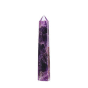 Apengshi Amethyst Tower top-view showing six-faced tip for meditation focus