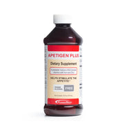 Apetigen-Plus bottle front label showing sugar-free orange flavor.