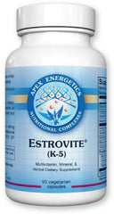 Apex Energetics K-5 Estrovite bottle for daily estrogen metabolism support.