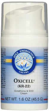Apex Energetics Oxicell K22 cream bottle with pump for daily topical antioxidant care.