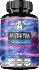 APOLLO'S HEGEMONY Magnesium Taurate and P-5-P bottle front for daily use.