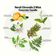 APOTHEKE Neroli Citronella 2-wick concrete candle enhances indoor or outdoor ambiance