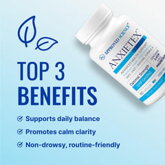 Close-up of Anxietex capsules highlighting the vegan formula and ingredients