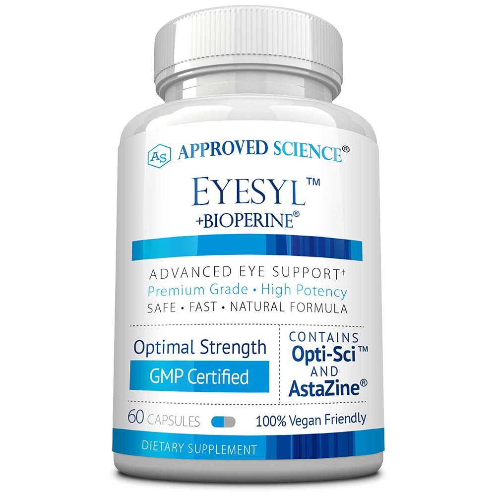 Approved Science EyeSyl bottle highlights a comprehensive eye support formula for daily wellness.