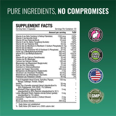 Nutrition facts panel on Approved Science Multi-Vitamin showing ingredient details