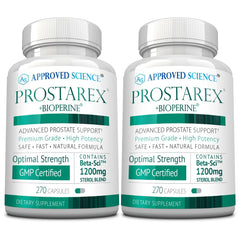 Approved Science Prostarex bottle pour shows convenient daily dosing for men.