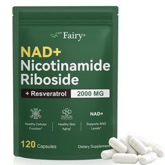 APU.FAIRY NAD supplement bottle front showing liposomal formula for enhanced absorption.