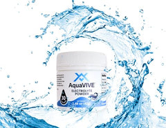 AquaVIVE unflavored electrolyte powder container showing purity for hydration.