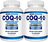 Arazo Nutrition CoQ10 bottle front with 200 mg capsules for daily support