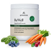 Arbonne BeWell Greens powder bottle for a convenient daily greens boost.