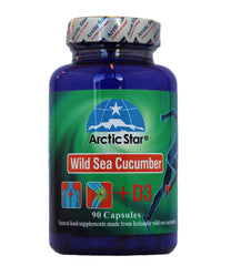 Arctic Star Sea Cucumber with D3 bottle front promoting joint support and wellness.