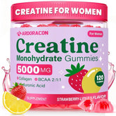 ARDORACON creatine for women bottle with strawberry lemon gummies for on-the-go workouts.