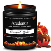 Aredenua Caramel Apples Candle packaging, ideal for holiday gifts.