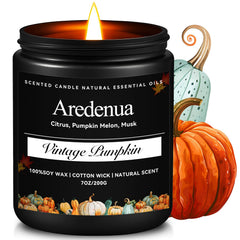 Aredenua Vintage Pumpkin Candle in a festive gift box for holiday gifting.