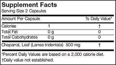 Arizona Natural Chaparral capsules close-up highlighting NDGA-rich herbal supplement.