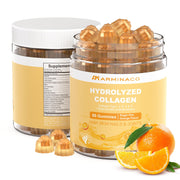 ARMINACO Collagen Gummies for Women orange bottle for easy daily beauty support.