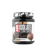 Arms Race ARN Isolate bottle shows high-protein, low-carb formula.