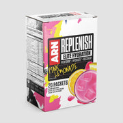 ARN Replenish pink lemonade packets in a gym bag for on-the-go hydration