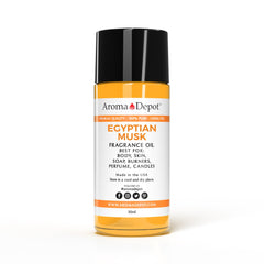 Aroma Depot Egyptian Musk roll-on bottle with pure, alcohol-free fragrance for the skin.