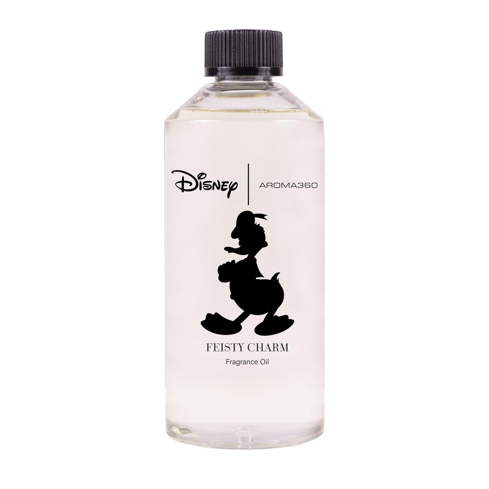Aroma360 Disney Feisty Charm bottle for premium diffuser use and lasting ambiance.