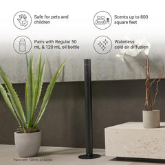 Aroma360 Hotel Collection Tower Diffuser top view showing compact footprint for desks