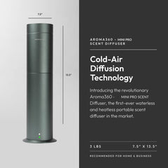 Aroma360 Mini Pro diffuser remote control view highlights easy, adjustable scent intensity.