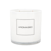 Aroma360 November Rain 55oz candle in a textured ceramic vessel for inviting spaces.