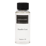 Aroma360 Paradise Lost bottle closeup highlighting vibrant orange-berry notes for a refreshed room.