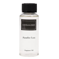 Aroma360 Paradise Lost bottle closeup highlighting vibrant orange-berry notes for a refreshed room.