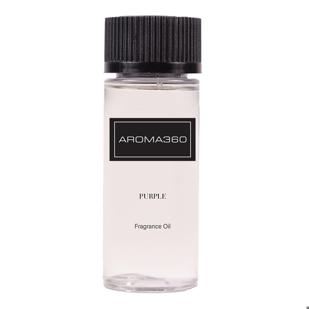 Aroma360 Purple 50ml bottle top view for refined spaces.
