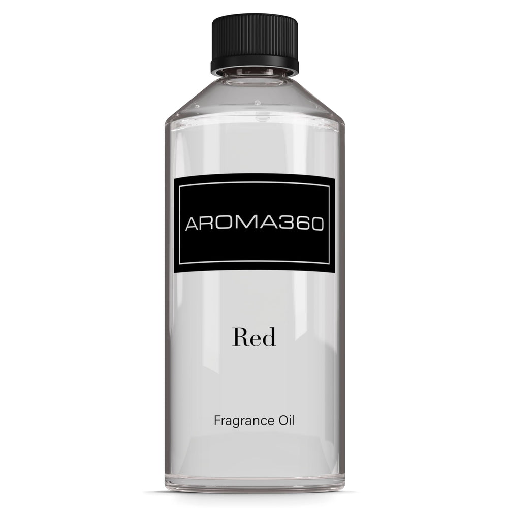 Aroma360 Red 500mL bottle front view, luxurious home fragrance presentation.