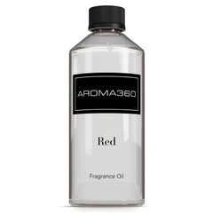 Aroma360 Red 500mL bottle front view, luxurious home fragrance presentation.