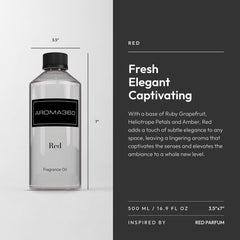 Aroma360 Red 500mL cap closeup, premium packaging detail.