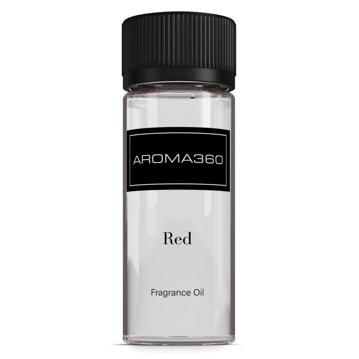 Aroma360 Red Diffuser Oil bottle adds luxury fragrance to refined spaces.