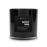 Aroma360 Sweetest Taboo 55oz candle close-up shows a premium jar design and lasting fragrance.