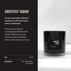 Aroma360 Sweetest Taboo 55oz label-detail highlights craftsmanship and cruelty-free wax.