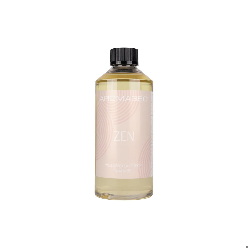 Aroma360 Zen fragrance oil bottle for refreshing rooms with a citrus-sage scent