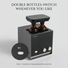 Aromadd dual-nozzle closeup showing two scent options