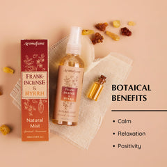 Closeup of Aromafume resin mist label and branding